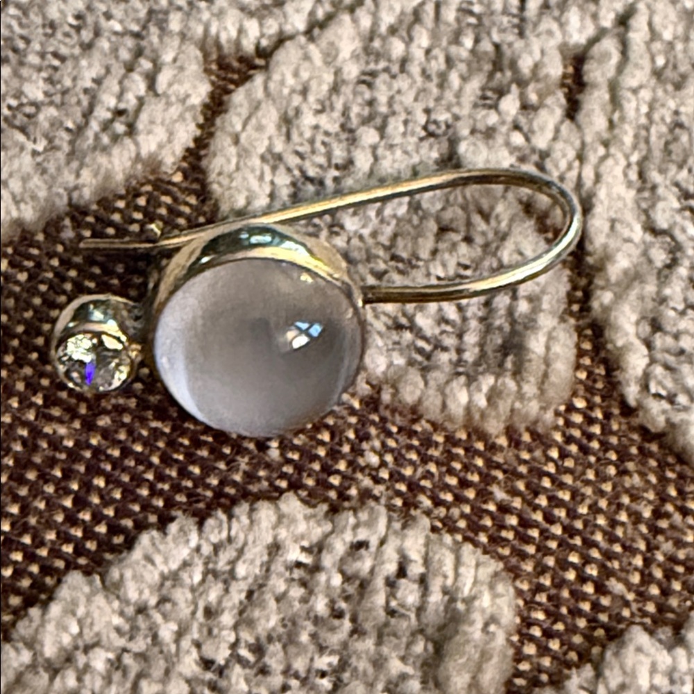 Elegant Sterling, Moonstone and Diamond Earrings